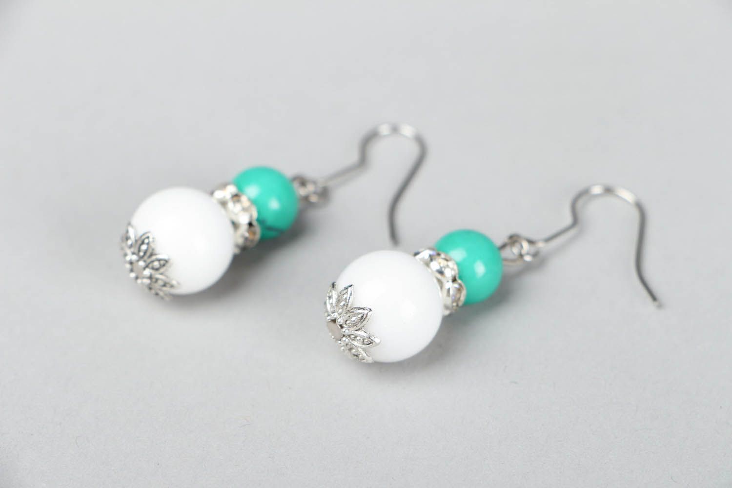 Earrings with agate and turquoise photo 2