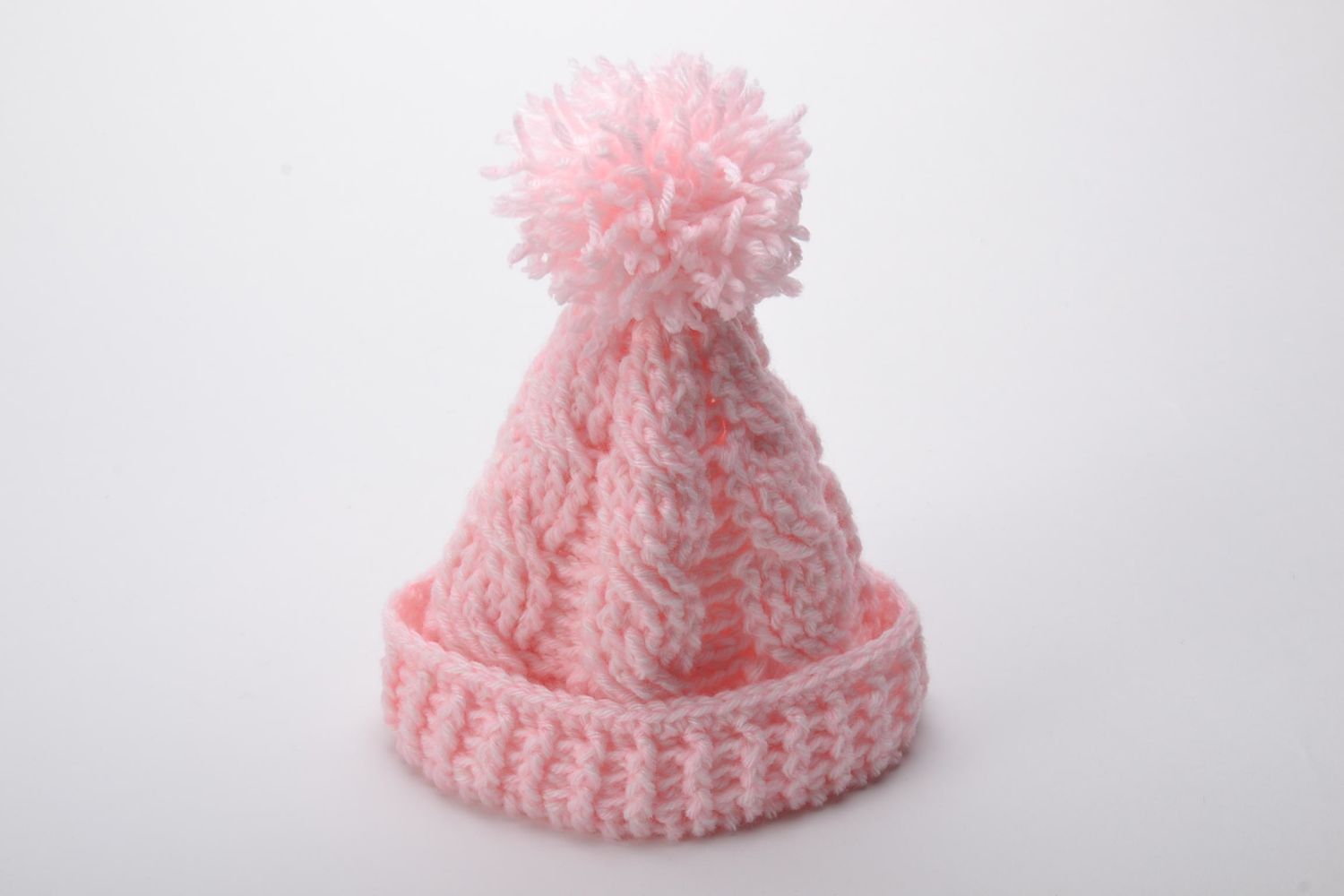 Gorro tejido a crochet rosa foto 3