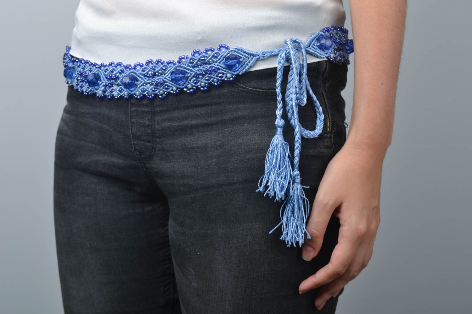 Beautiful handmade woven thread belt unusual textile bracelet design gift ideas photo 1