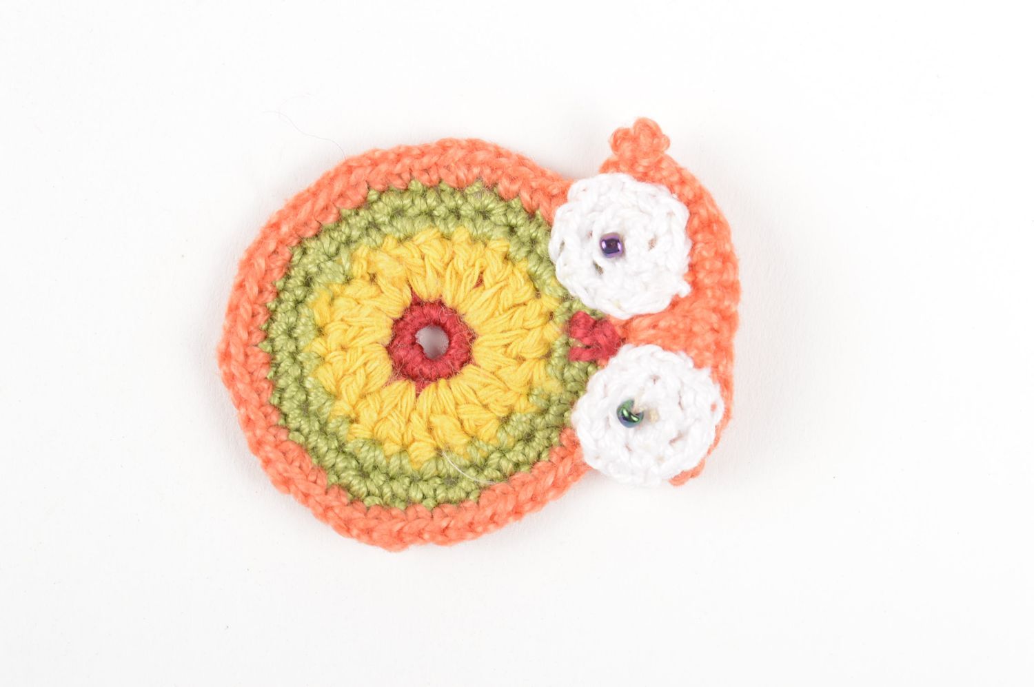 Handmade crocheted bird unusual blank for jewelry stylish textile fittings photo 3