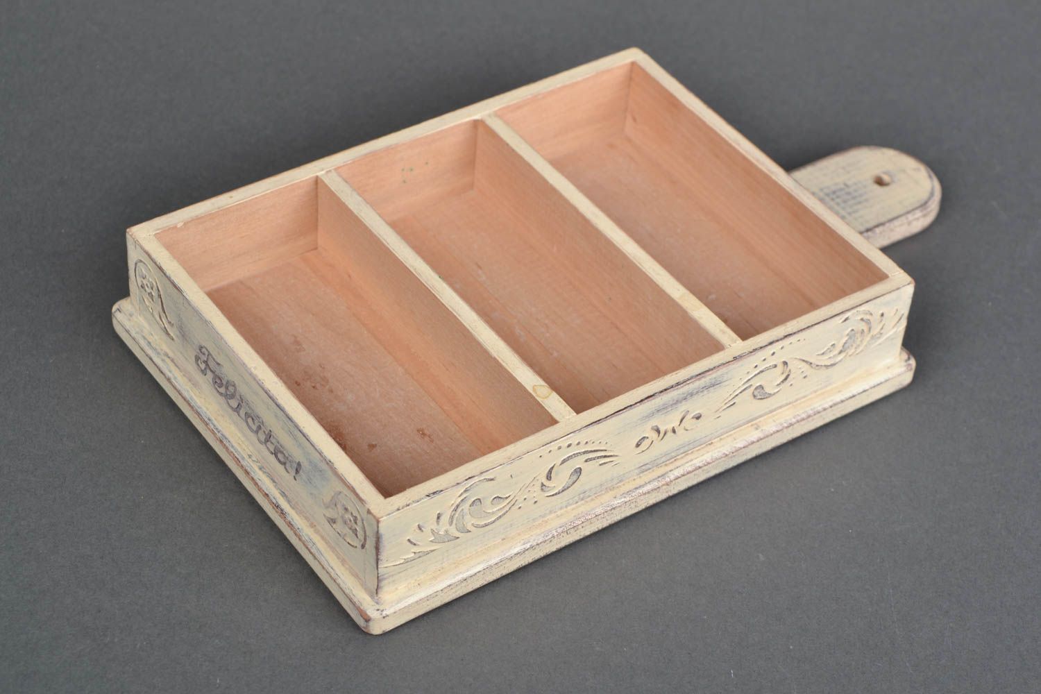 Wooden compartmental dish photo 3