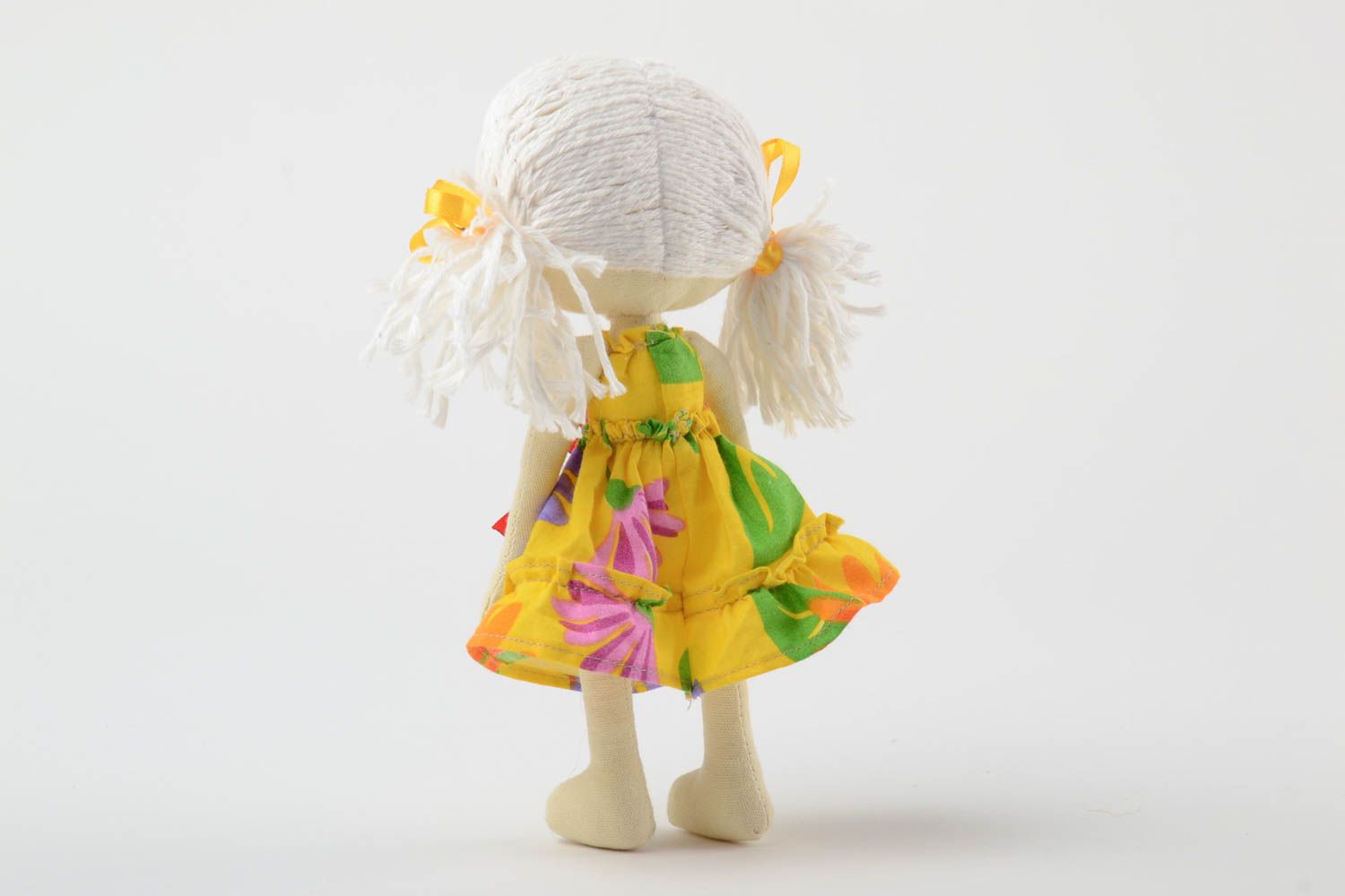 Large beautiful handmade soft doll sewn of natural fabrics photo 3