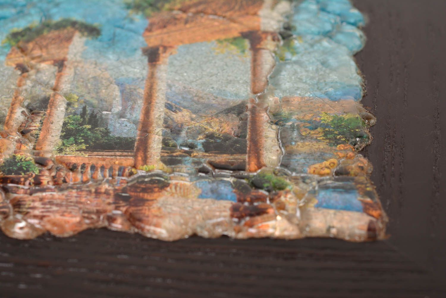 Панно на стену подарок ручной работы красивая картина из стекла антическая фото 4