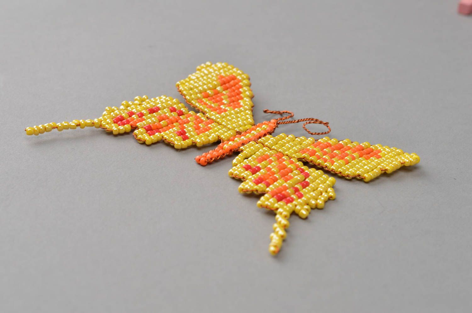 Schmetterling Magnet aus Glasperlen für Kühlschranktür geflochten klein handmade foto 3