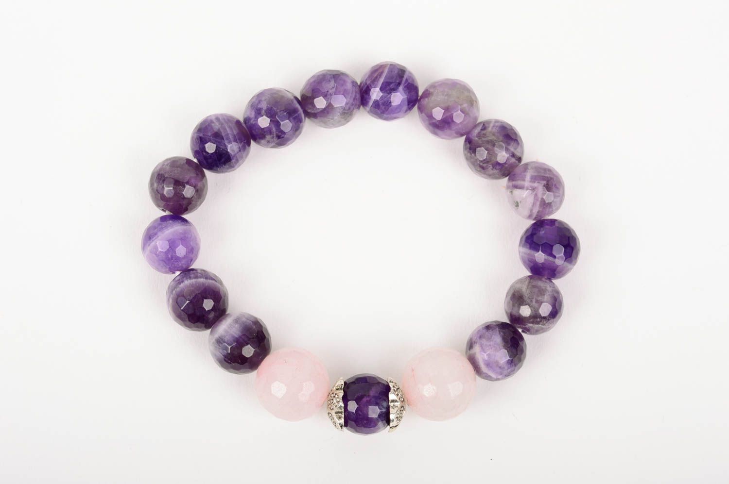Фиолетовый браслет из натуральных камней ручной работы стильный для девушек фото 3