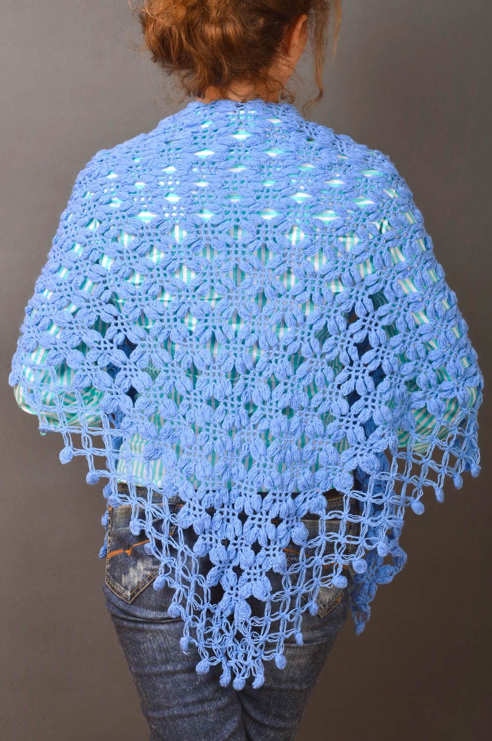 Damen Schal schön handmade Schal aus Acryl modisches Accessoire in Blau zart foto 1