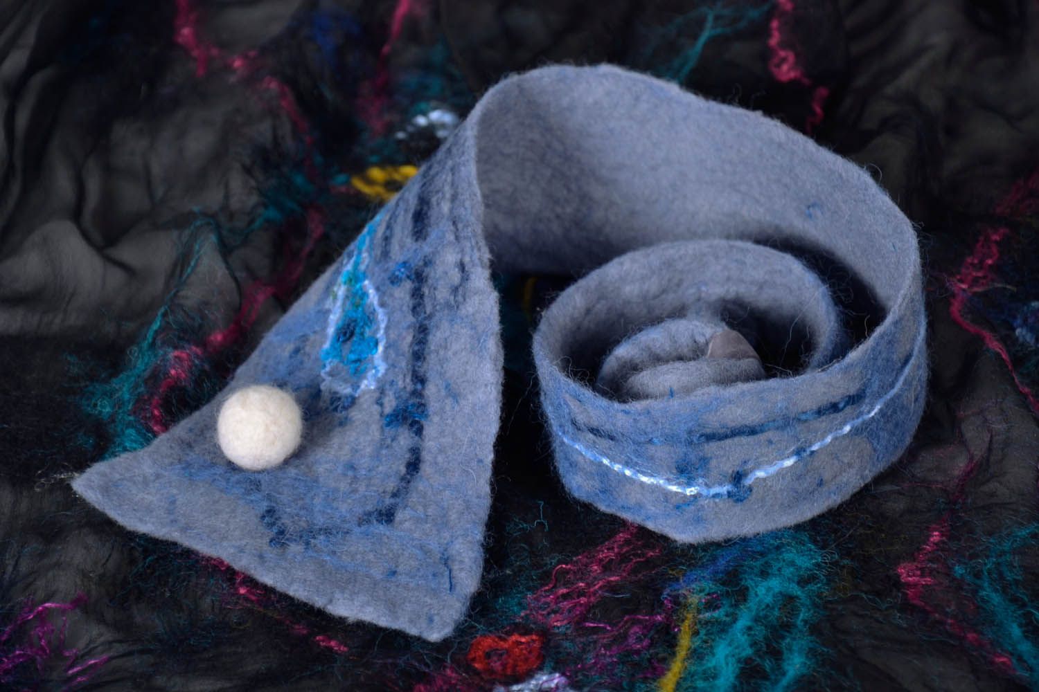 Damen Gürtel handmade Accessoire für Frauen schöner Gürtel aus Filz in Blau foto 1