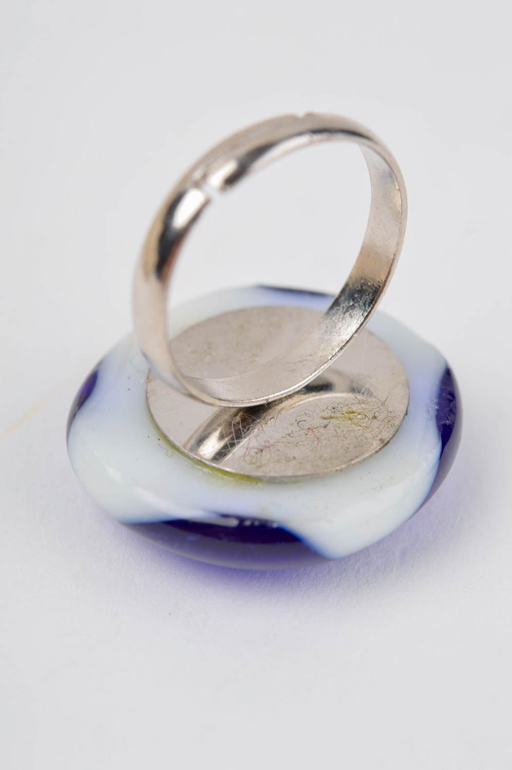 Кольцо ручной работы кольцо из стекла бижутерия из стекла синяя красивая фото 3