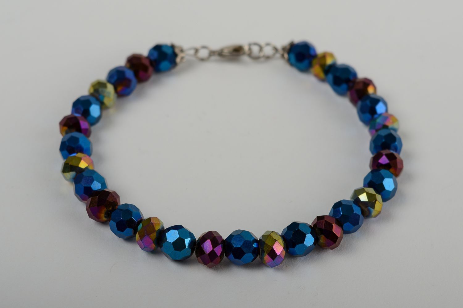 Dark blue crystal beads bracelet for girls  photo 3