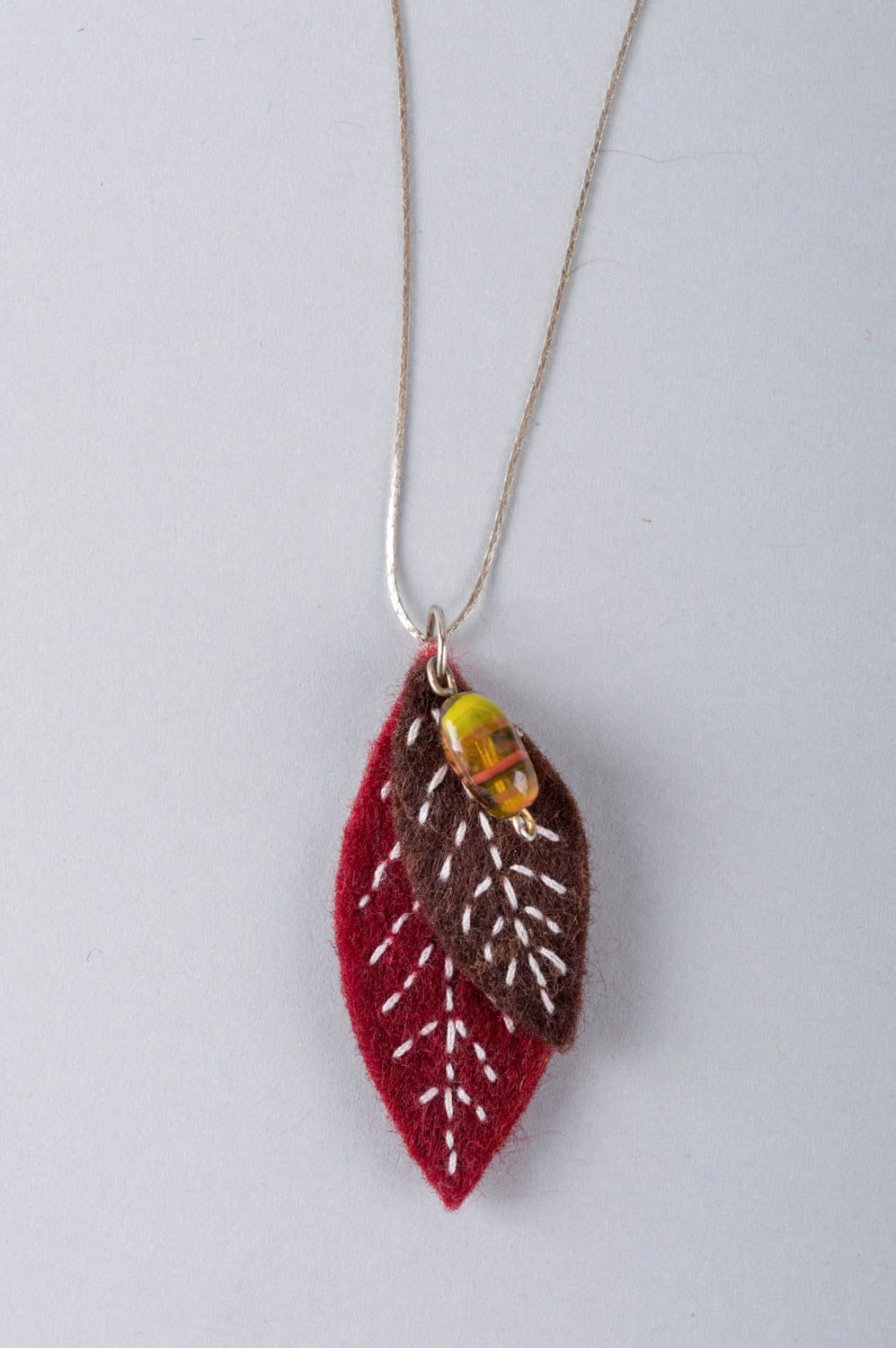 Handmade designer woolen pendant felt necklace accessories present for girl photo 2