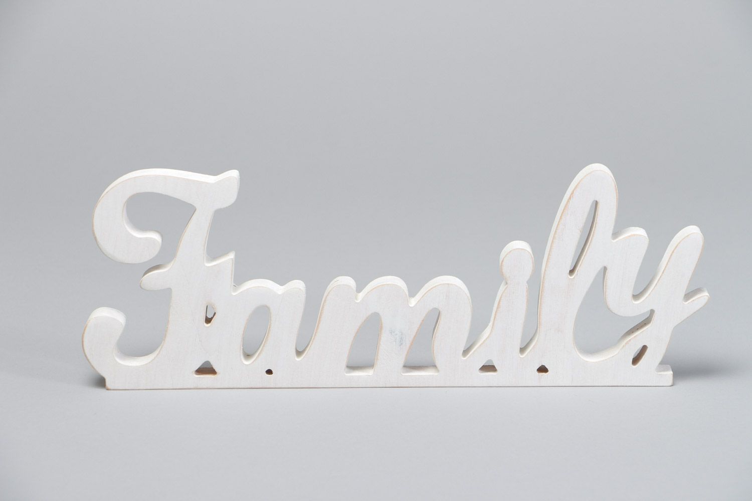 Palabra de madera contrachapada blanca artesanal Family para decoración de casa foto 2
