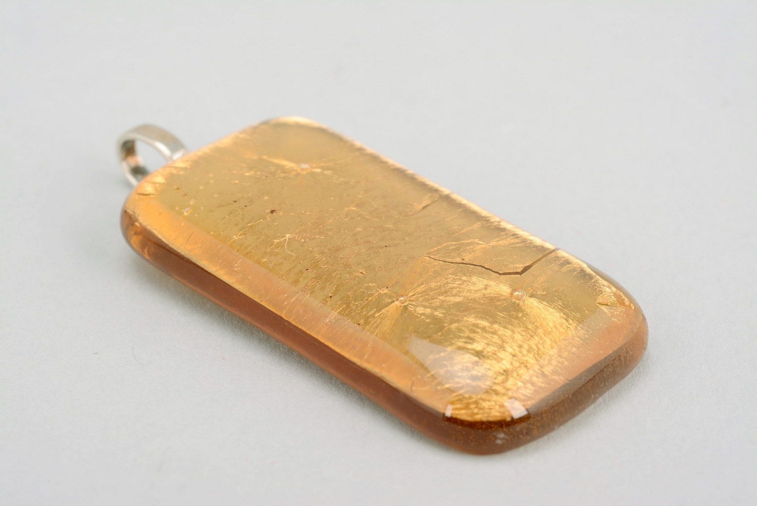 Fused glass pendant Gold bar photo 3