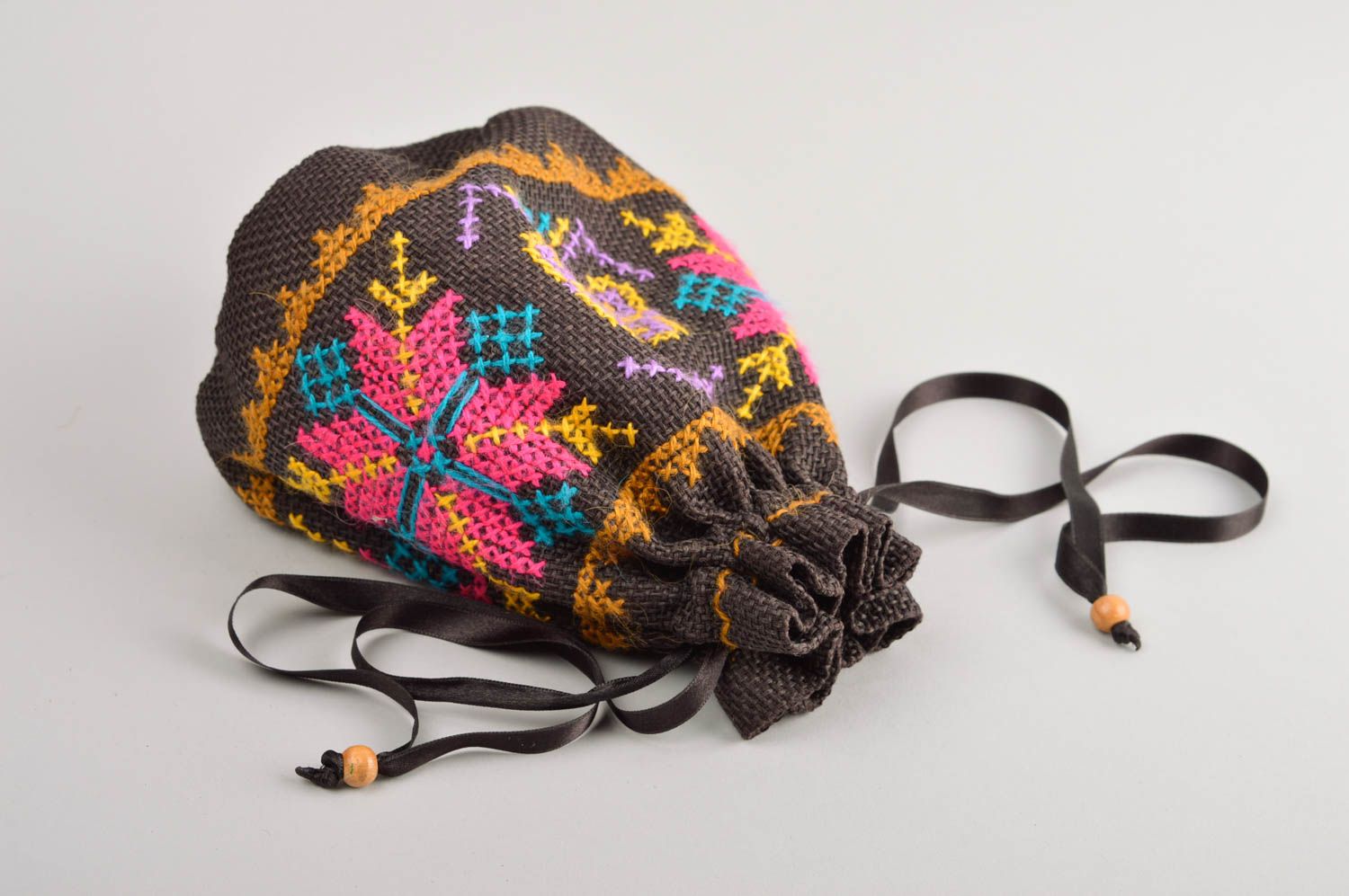 Сумка ручной работы женский кошелек оригинальный подарок текстильный темный фото 5
