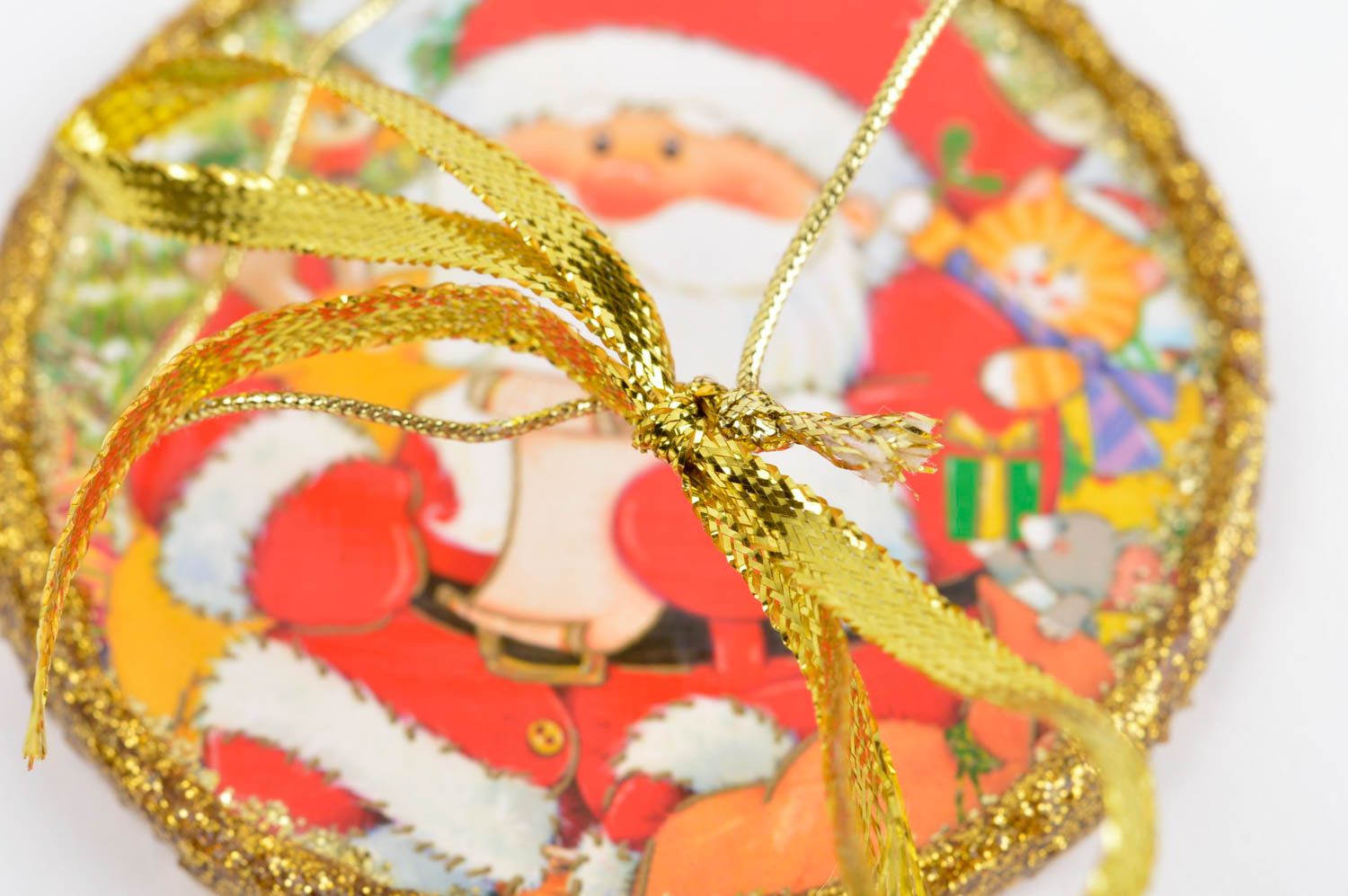 Adorno de Navidad hecho a mano decoración navideña colgante decorativo redondo foto 5
