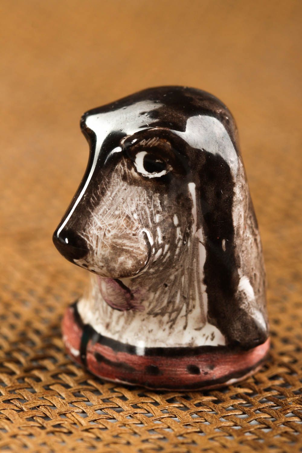 Dedal artesanal de arcilla perrito accesorio para costura regalo original foto 1