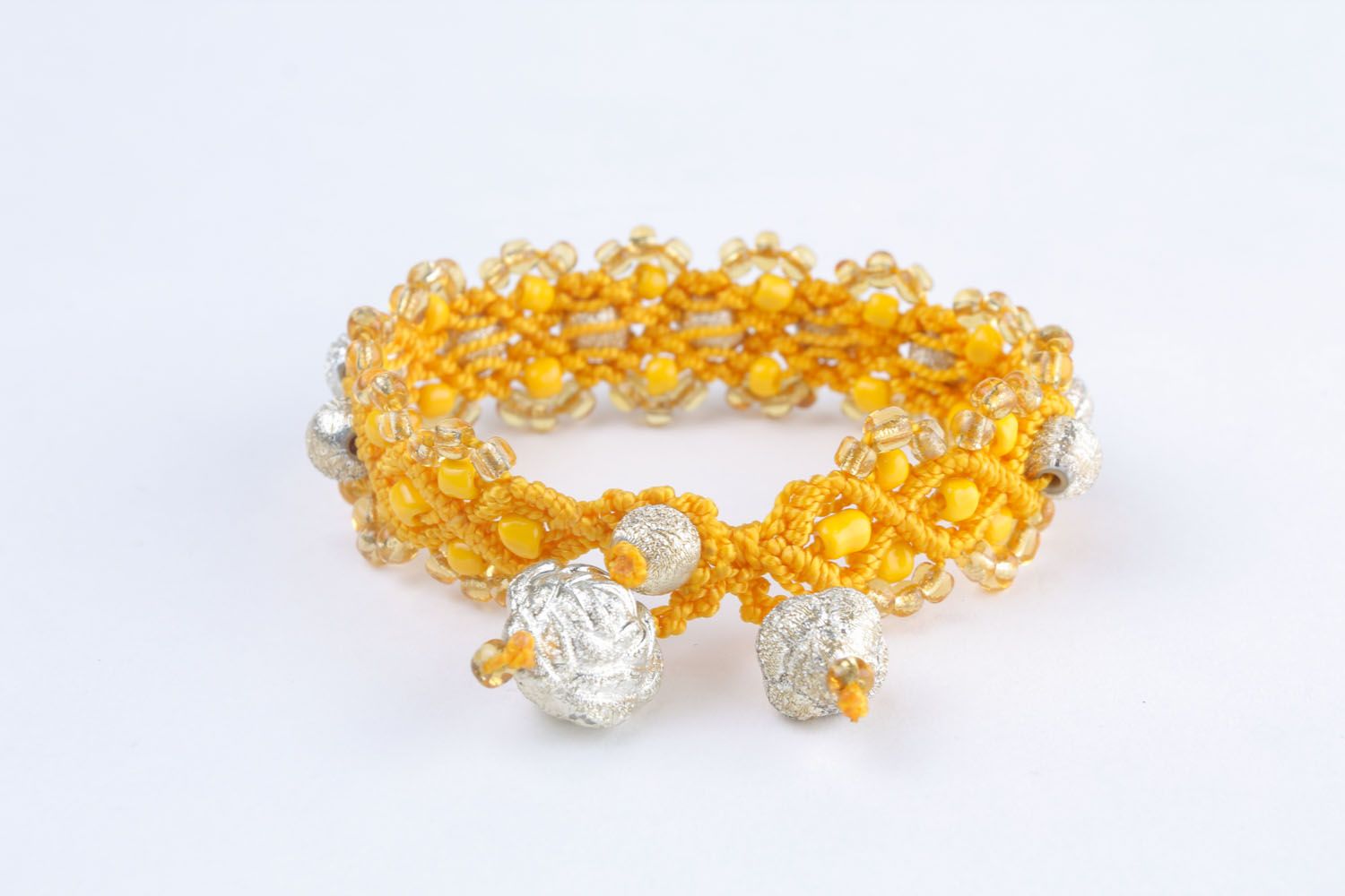 Yellow woven bracelet photo 2