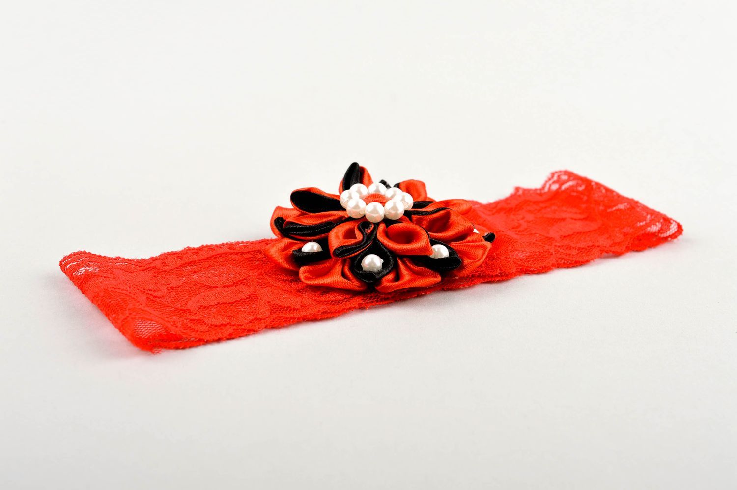 Повязка на голову ручной работы повязка для девочки красная детская повязка фото 3