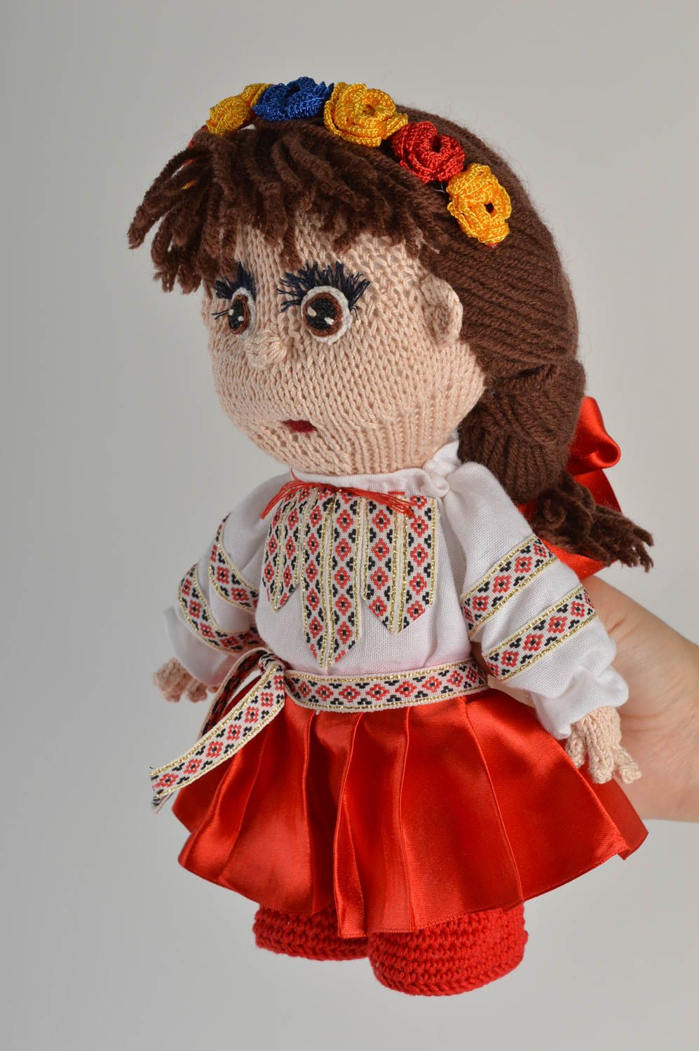 Мягкая игрушка кукла ручной работы вязаная кукла крючком в этническом стиле фото 5
