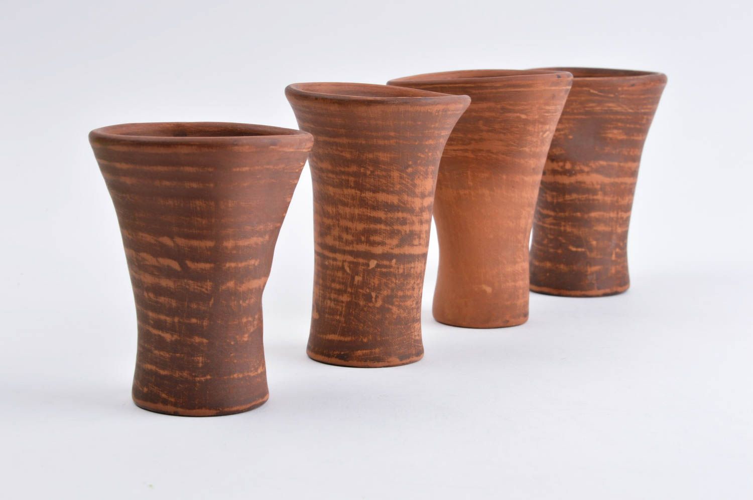 Becher aus Ton handgefertigt Keramik Geschirr Set Küchen Deko 4 Stück schön foto 2