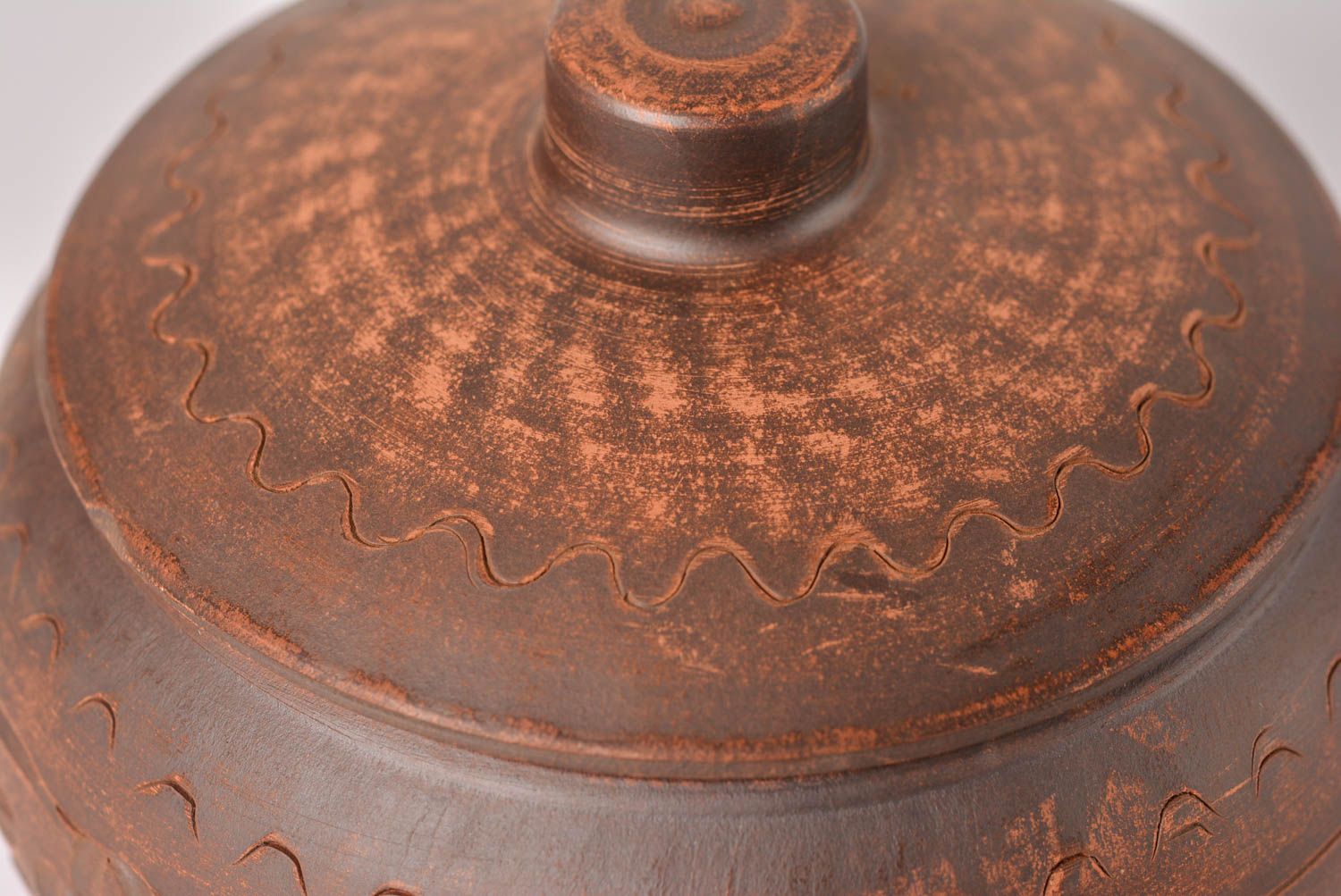 Глиняный горшок посуда ручной работы керамическая кастрюля с крышкой красивая фото 4