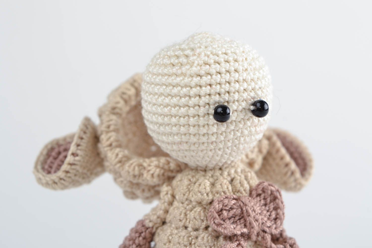 Beautiful interesting cute unusual sweet handmade soft crochet cotton lamb toy  photo 4