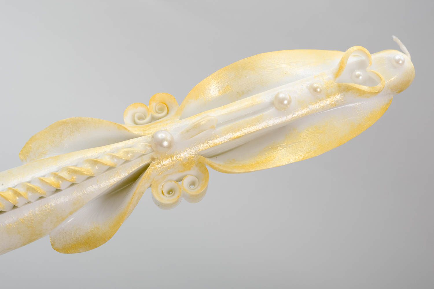 Velas de parafina hechas a mano amarillas elementos decorativos regalo original foto 4