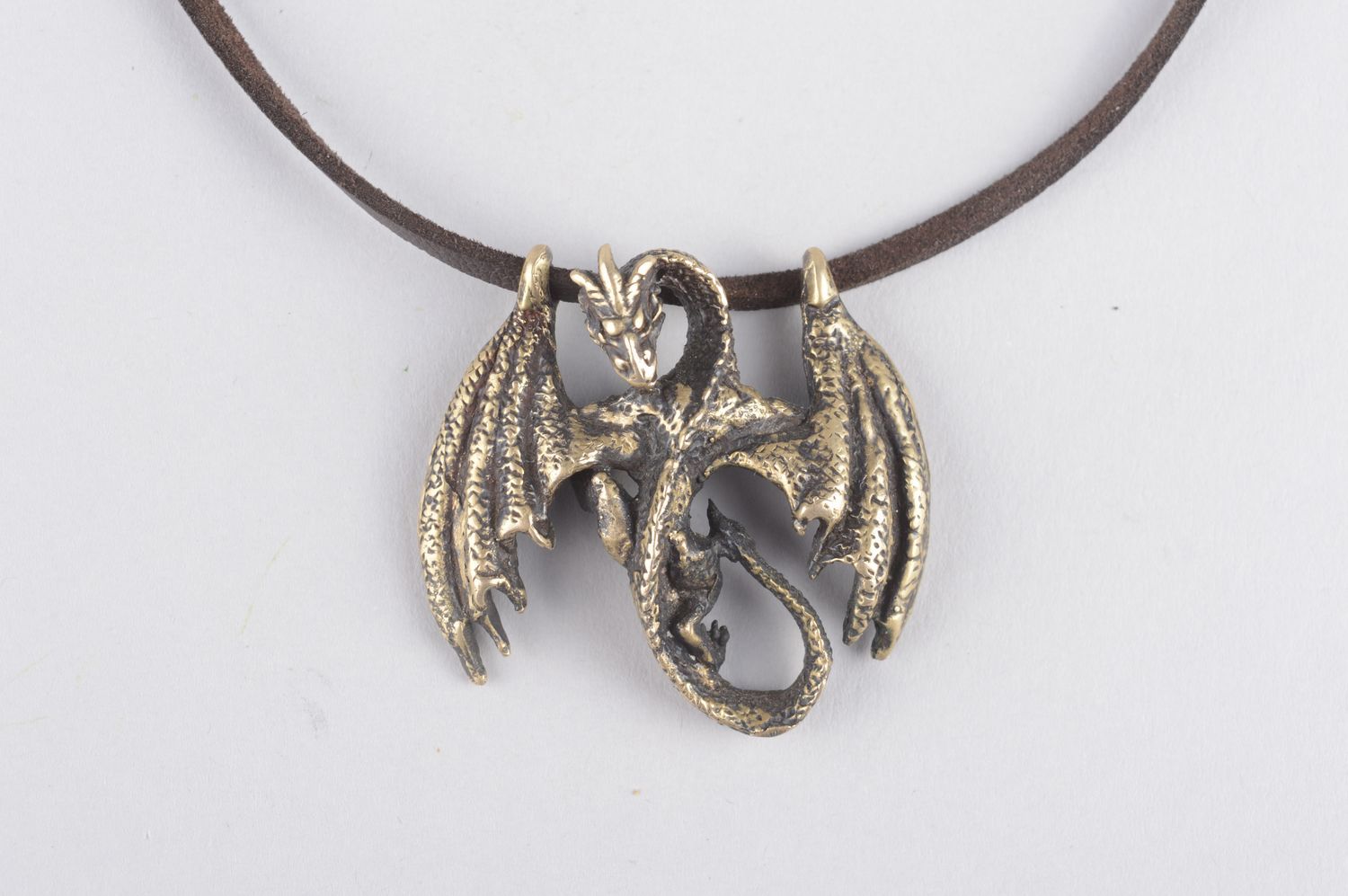 Украшение из бронзы украшение ручной работы кулон на шею авторский кулон дракон фото 5