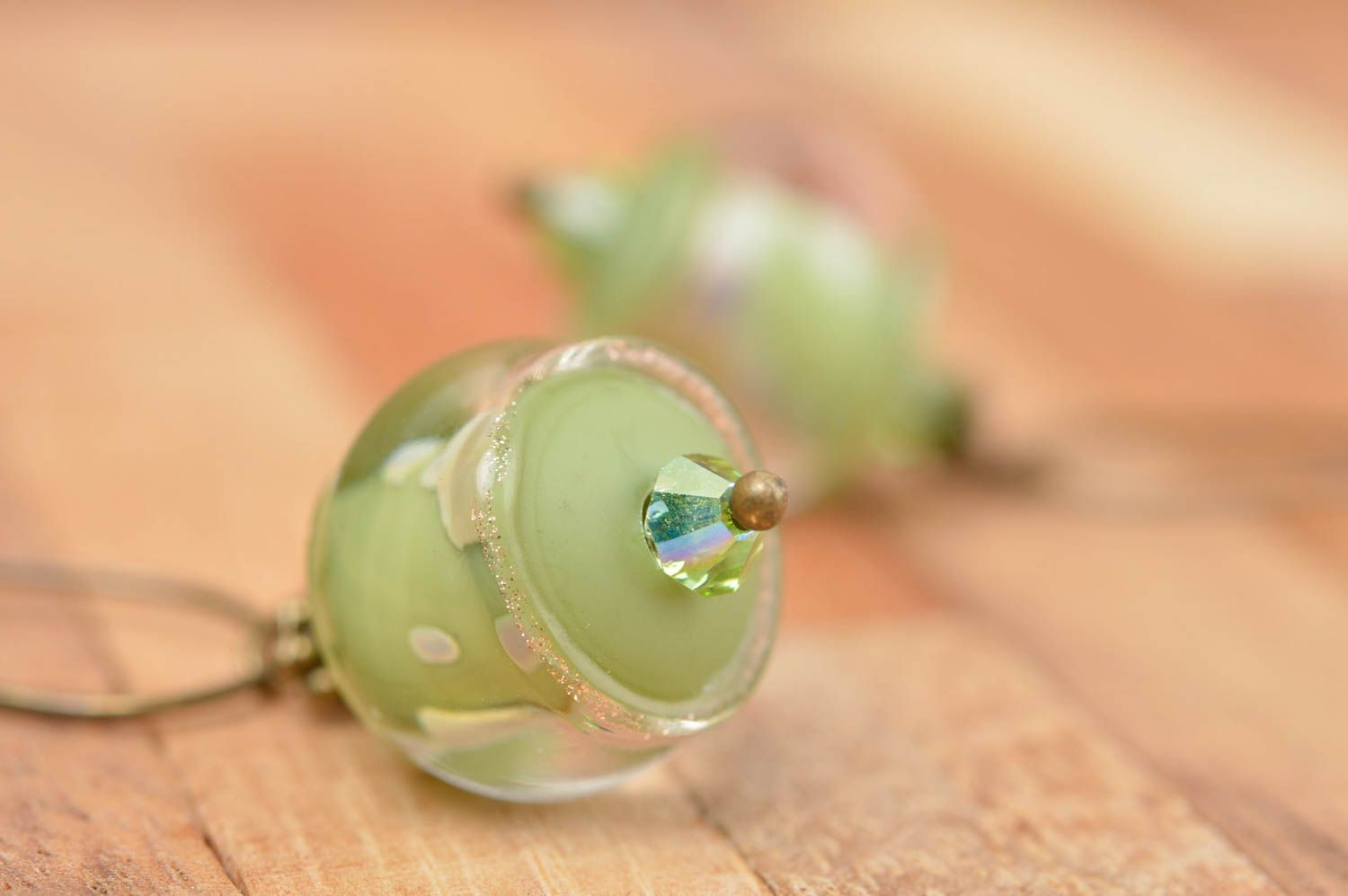 Handmade Glas Ohrstecker ausgefallener Ohrschmuck Accessoire für Frauen grün foto 5