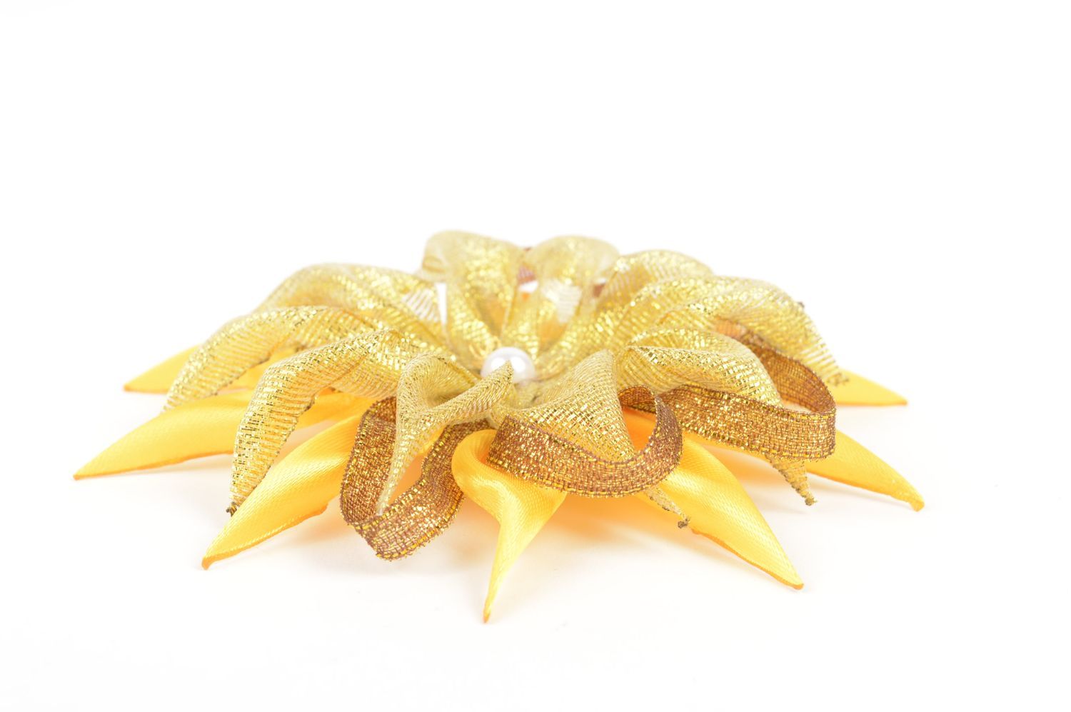 Festliche gelbe Blume Haarspange handgemachter Schmuck Accessoire für Mädchen foto 3