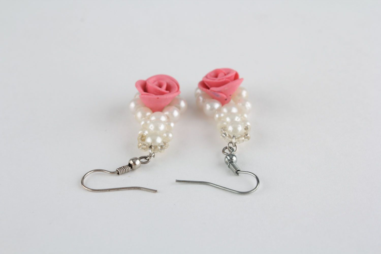 Earrings made of beads and polymer clay photo 1