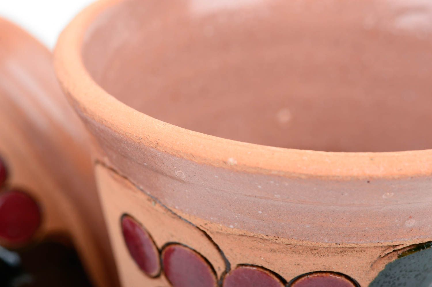 Keramik Becher handmade Dekoration für Küche Geschirr aus Ton bemalt 4 Stück foto 5