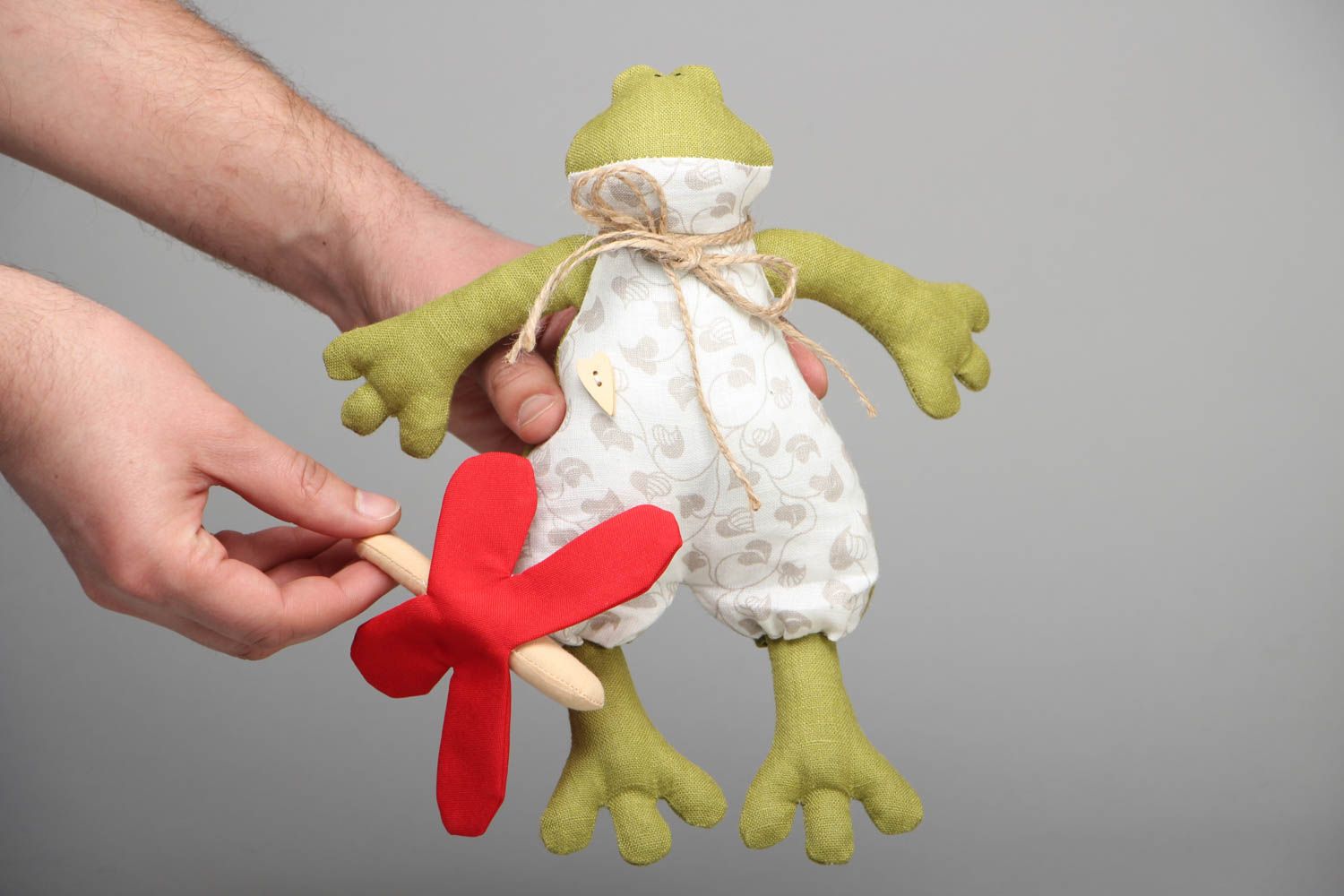 Handmade soft toy Frog with Butterfly photo 4