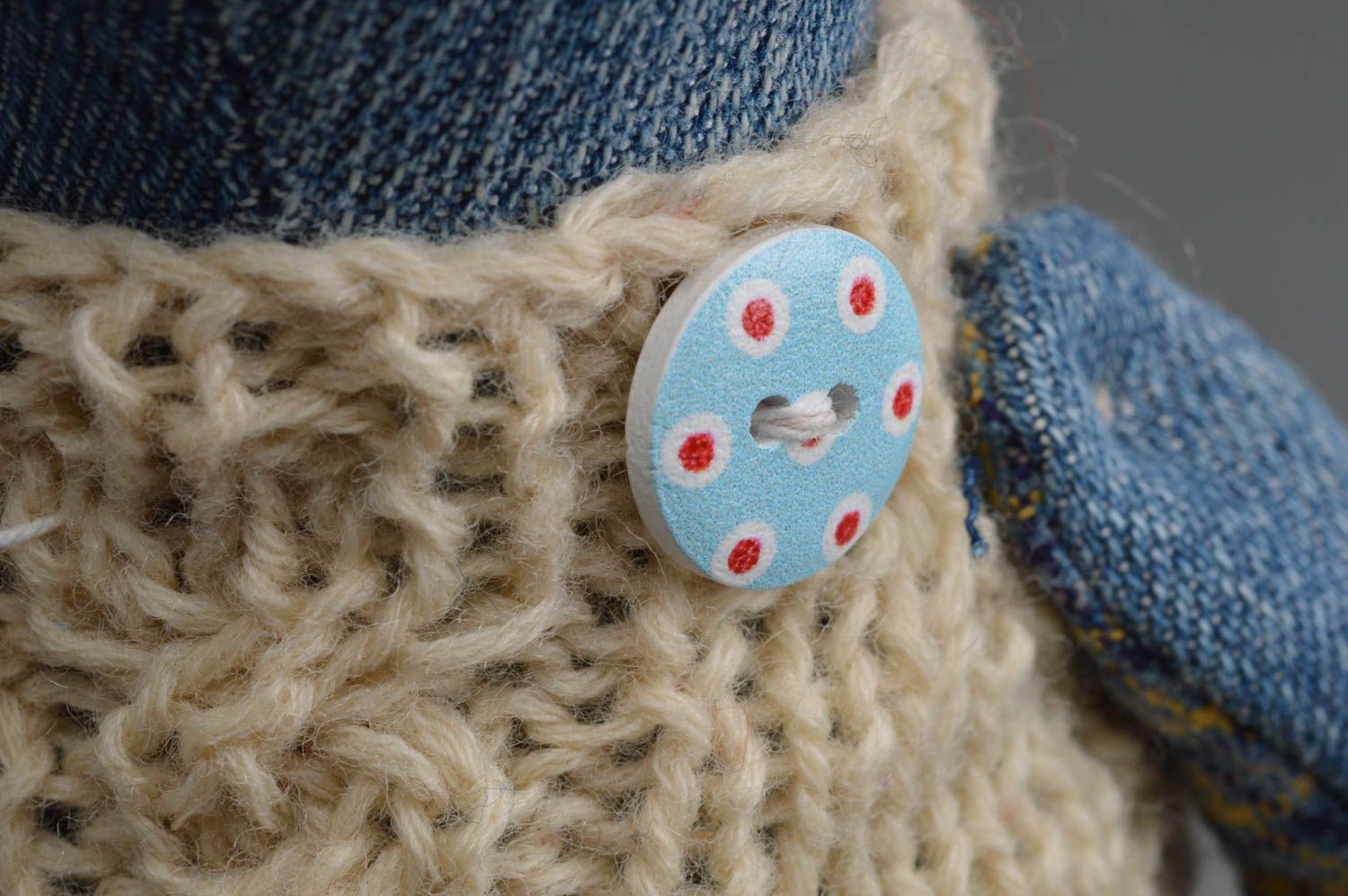 Peluche ours vêtu de gilet sans manches faite main en tissu pour enfants photo 5