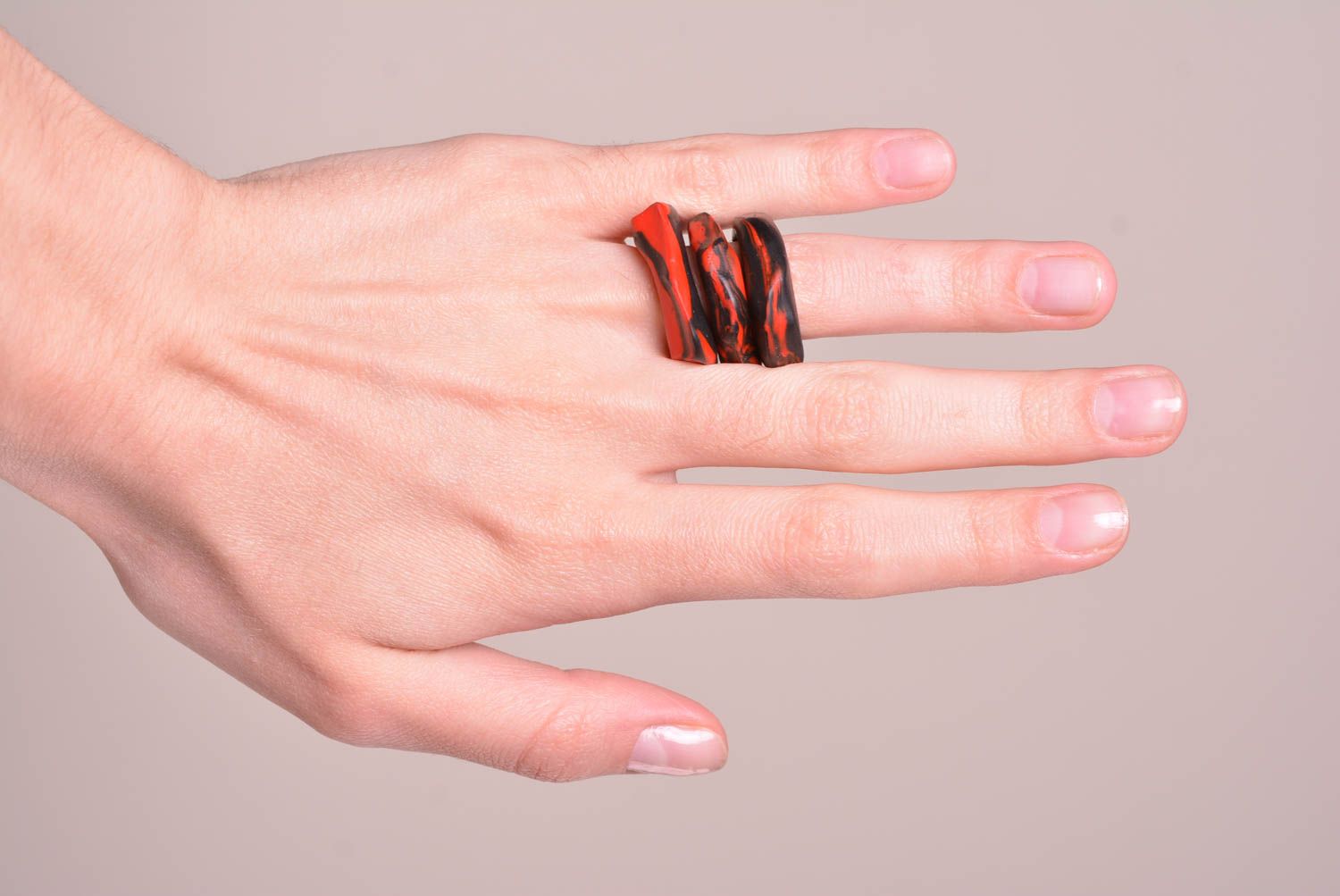 Кольца ручной работы кольца для девушек необычные кольца 3 шт из пластики фото 2