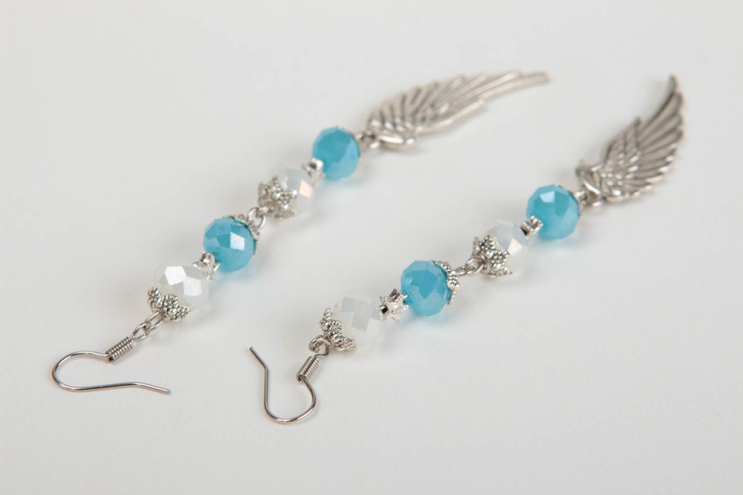Boucles d'oreilles pendantes Bijoux fait main cristal Cadeau pour femme ailes photo 4
