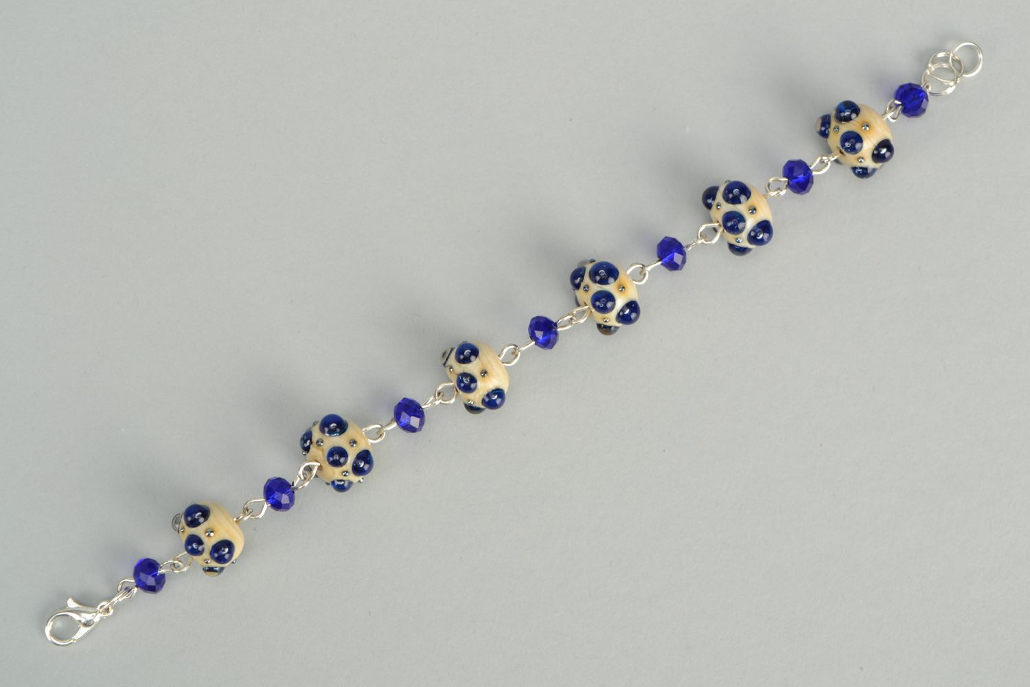 Bracelet with lampwork glass beads Ultramarine photo 6