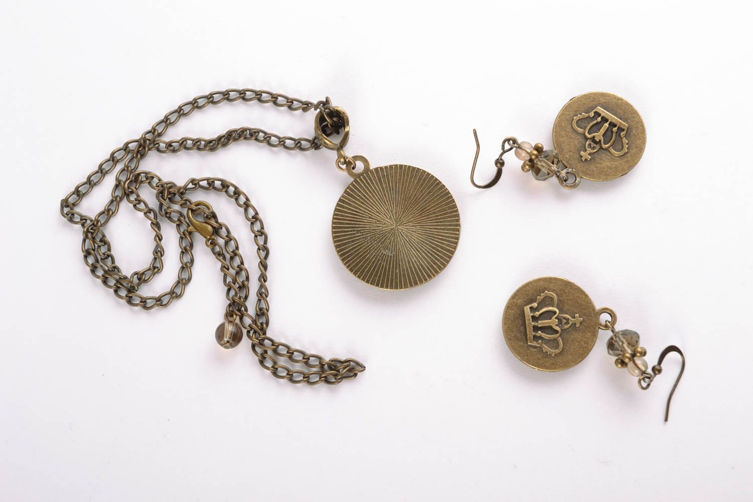 Botanical jewelry set of earrings and pendant photo 3