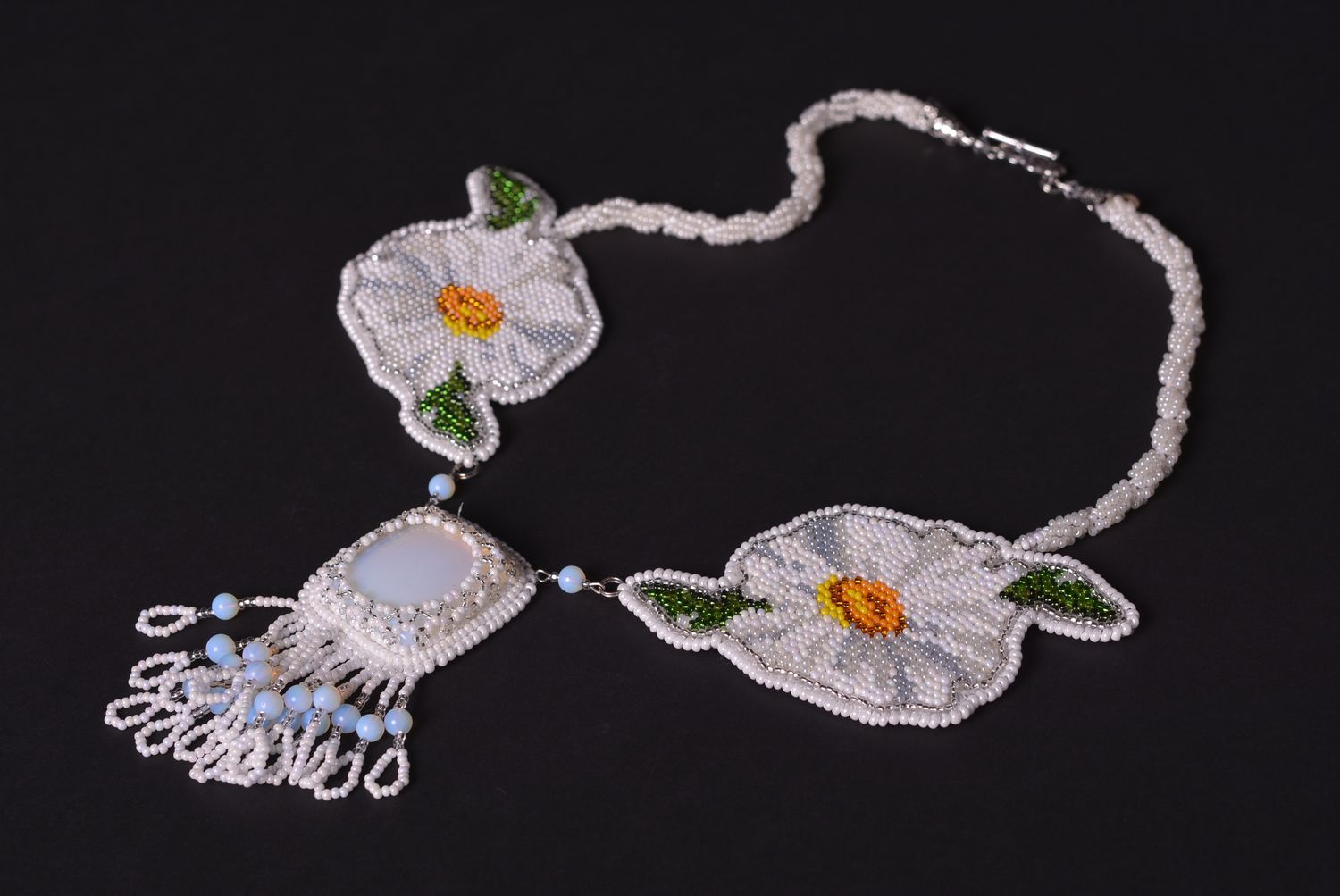 Handmade designer necklace unusual beaded necklace festive cute accessory photo 1