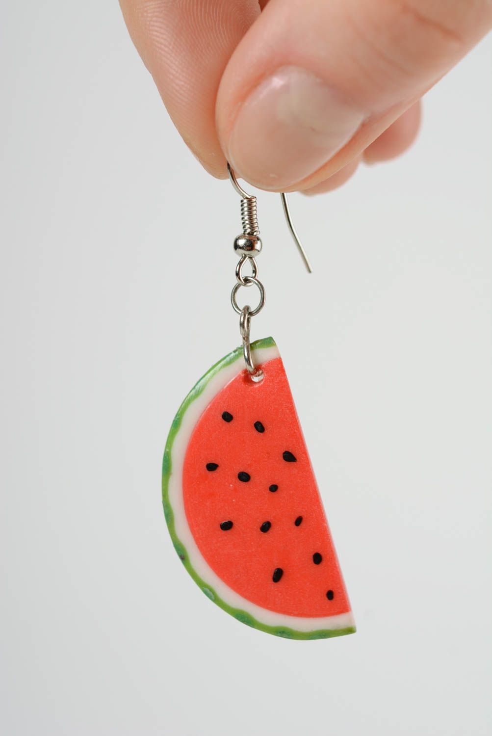 Beautiful bright handmade women's designer plastic earrings Watermelon photo 2