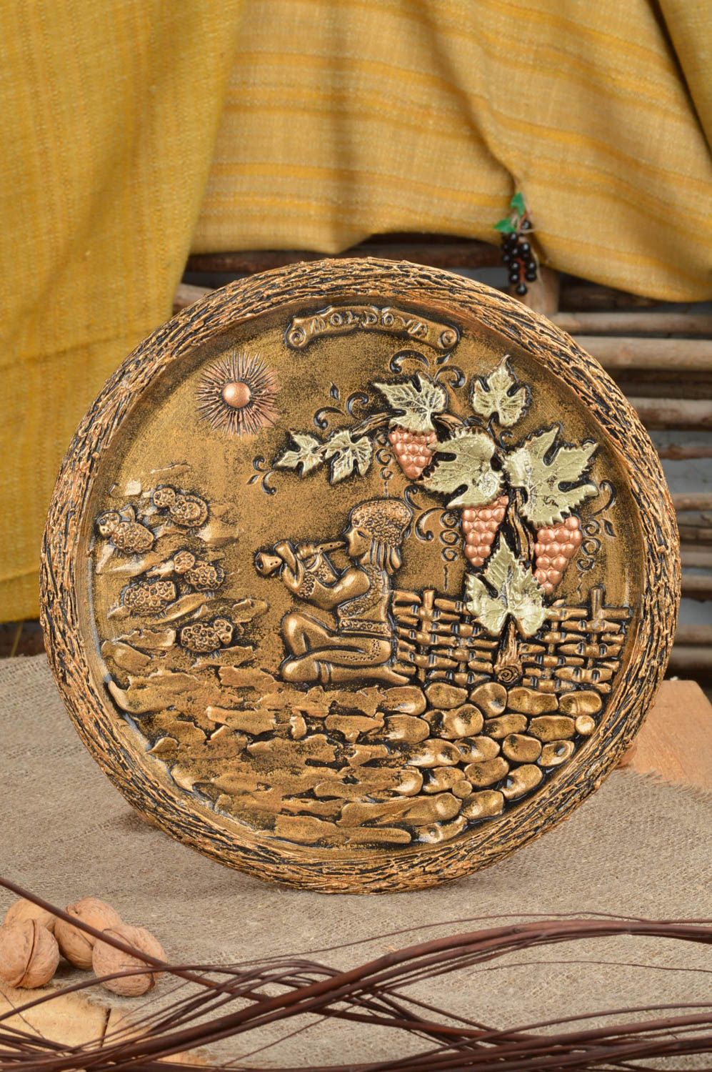 Wohnzimmer Bild handmade Keramik Deko originelle Geschenke mit Bemalung schön foto 1