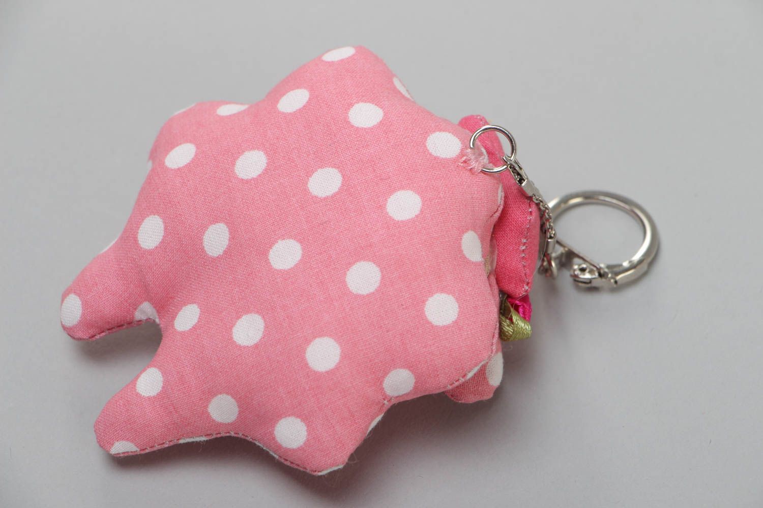 Soft toy keychain lamb handmade fabric pink beautiful toy accessory for purse photo 4