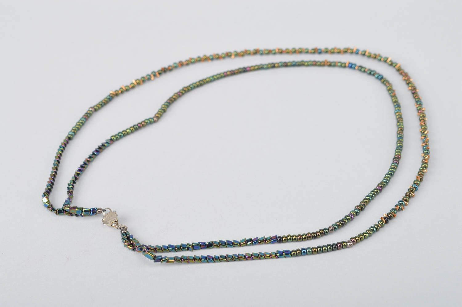 Collier textile Bijou fait main perles en tissu design Idée cadeau femme photo 4