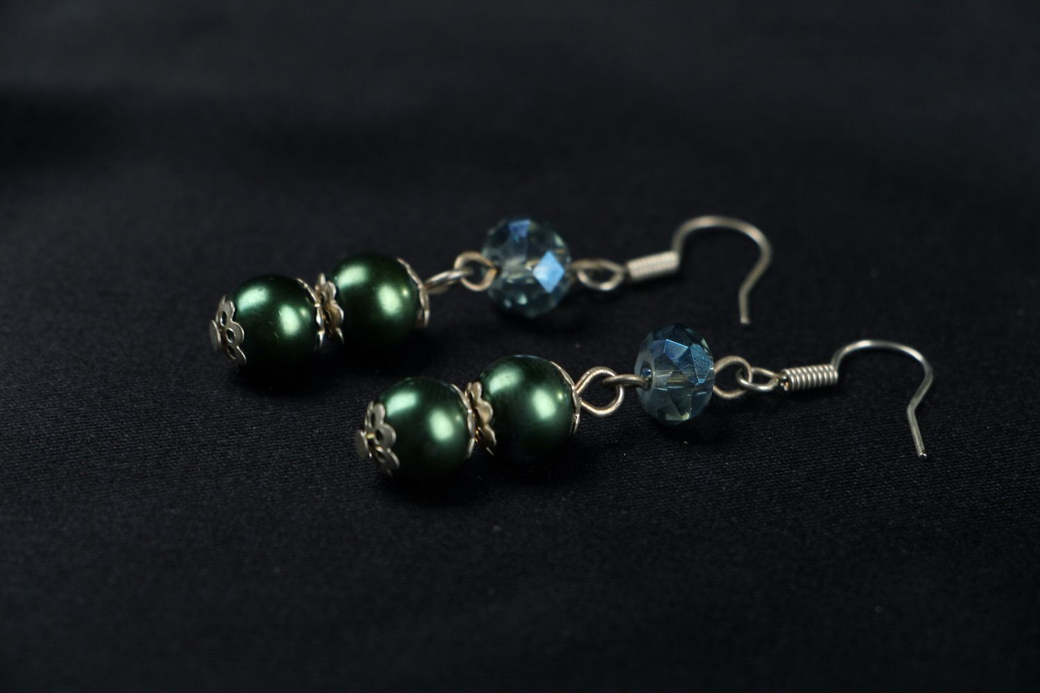 Earrings with crystal ad plastic beads photo 2