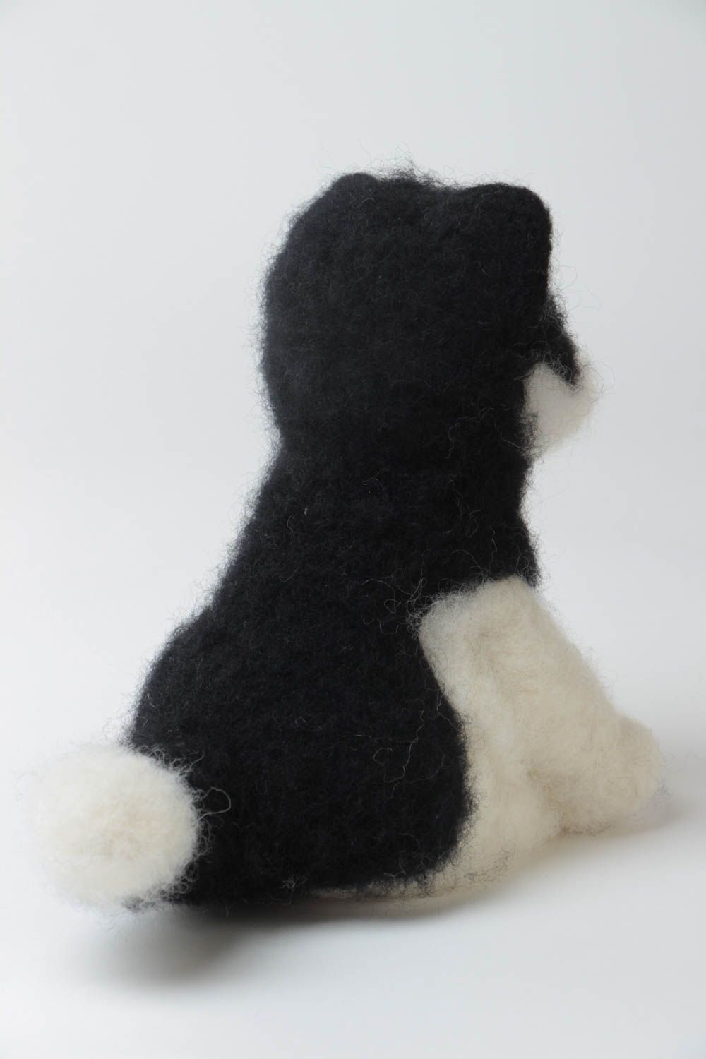Children's nice handmade felted wool toy dog Husky beautiful collectible photo 4