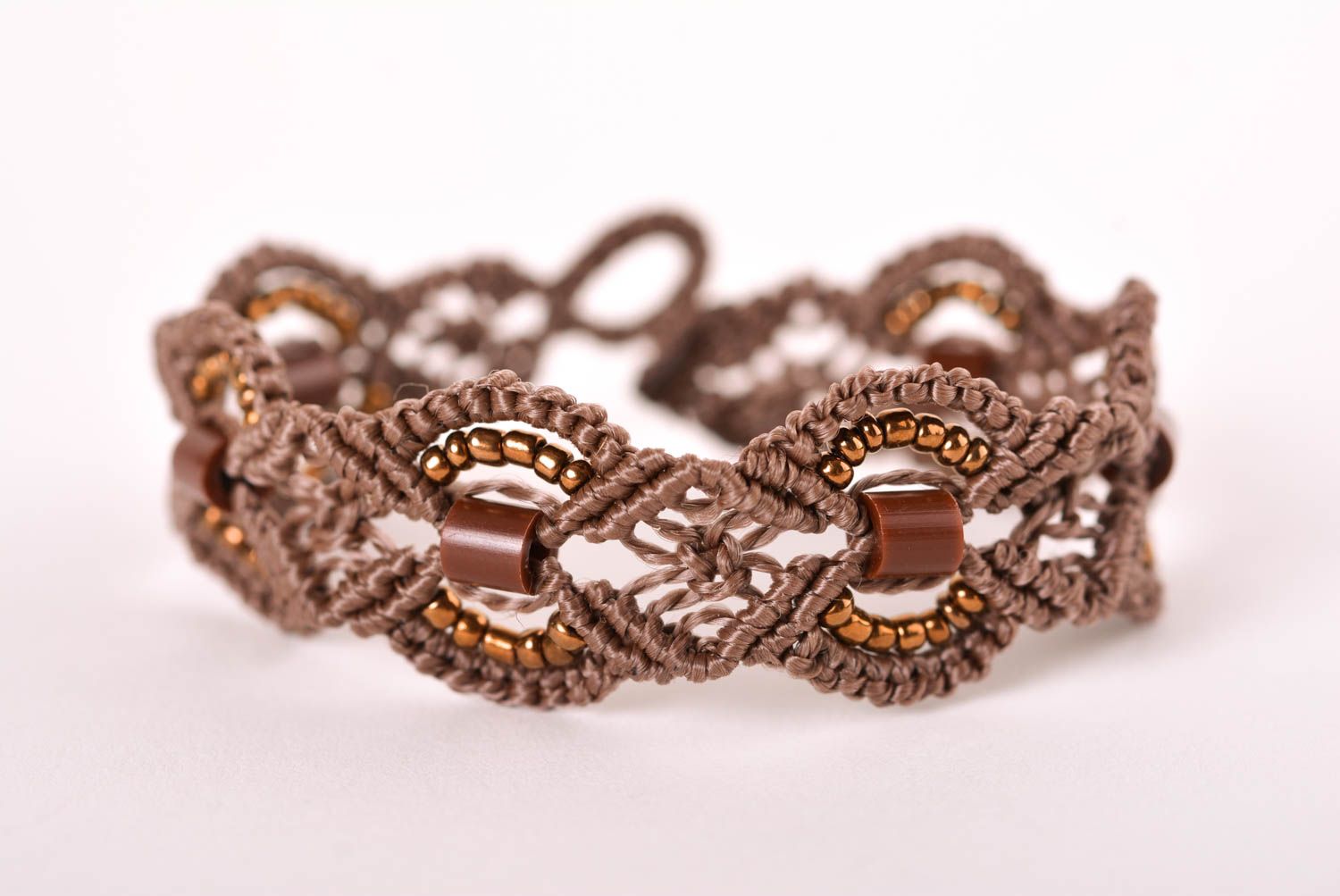 Armband Frauen handmade in Braun Schmuck für Frauen Armband Stoff stilvoll foto 1