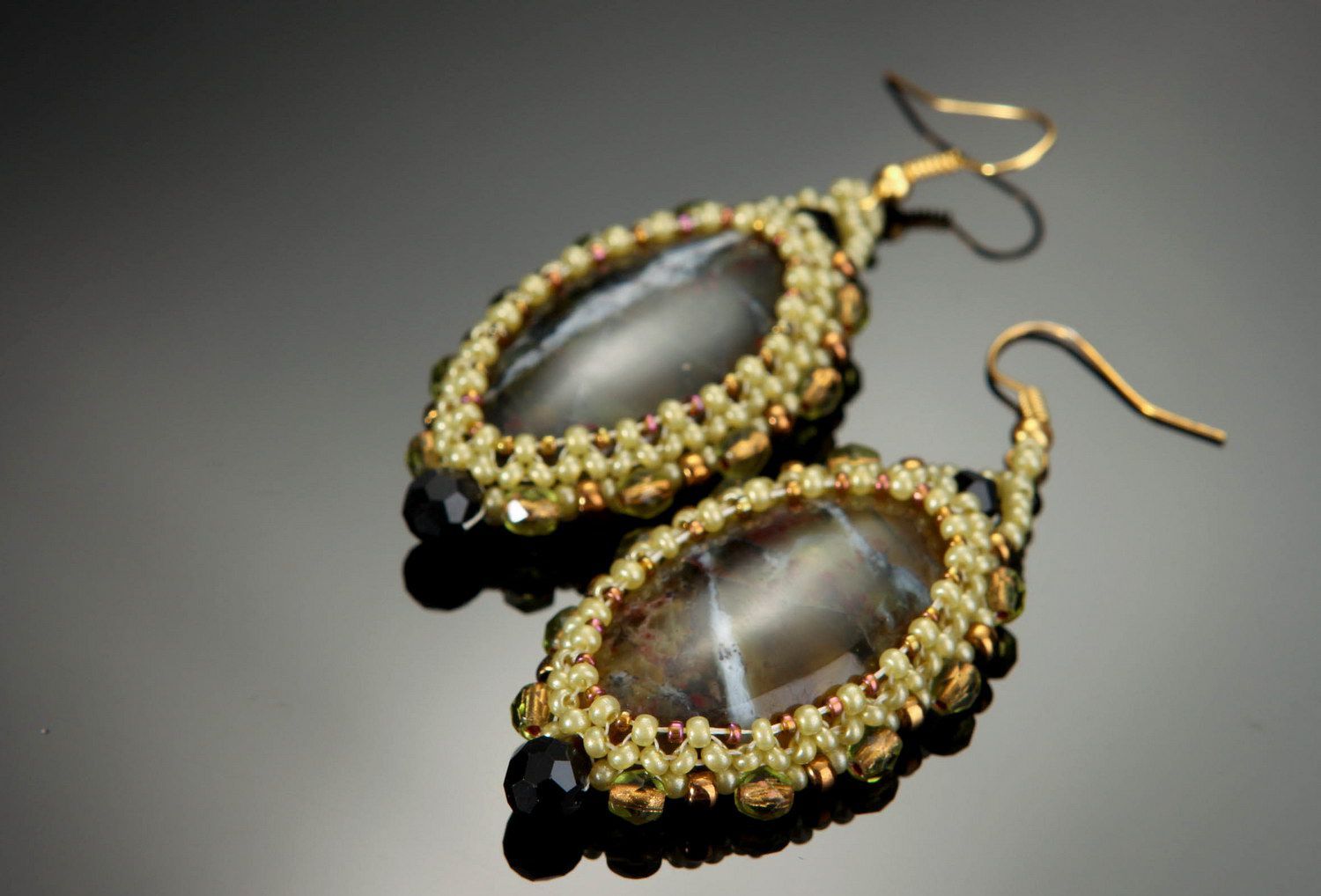 Earrings with african opal photo 1