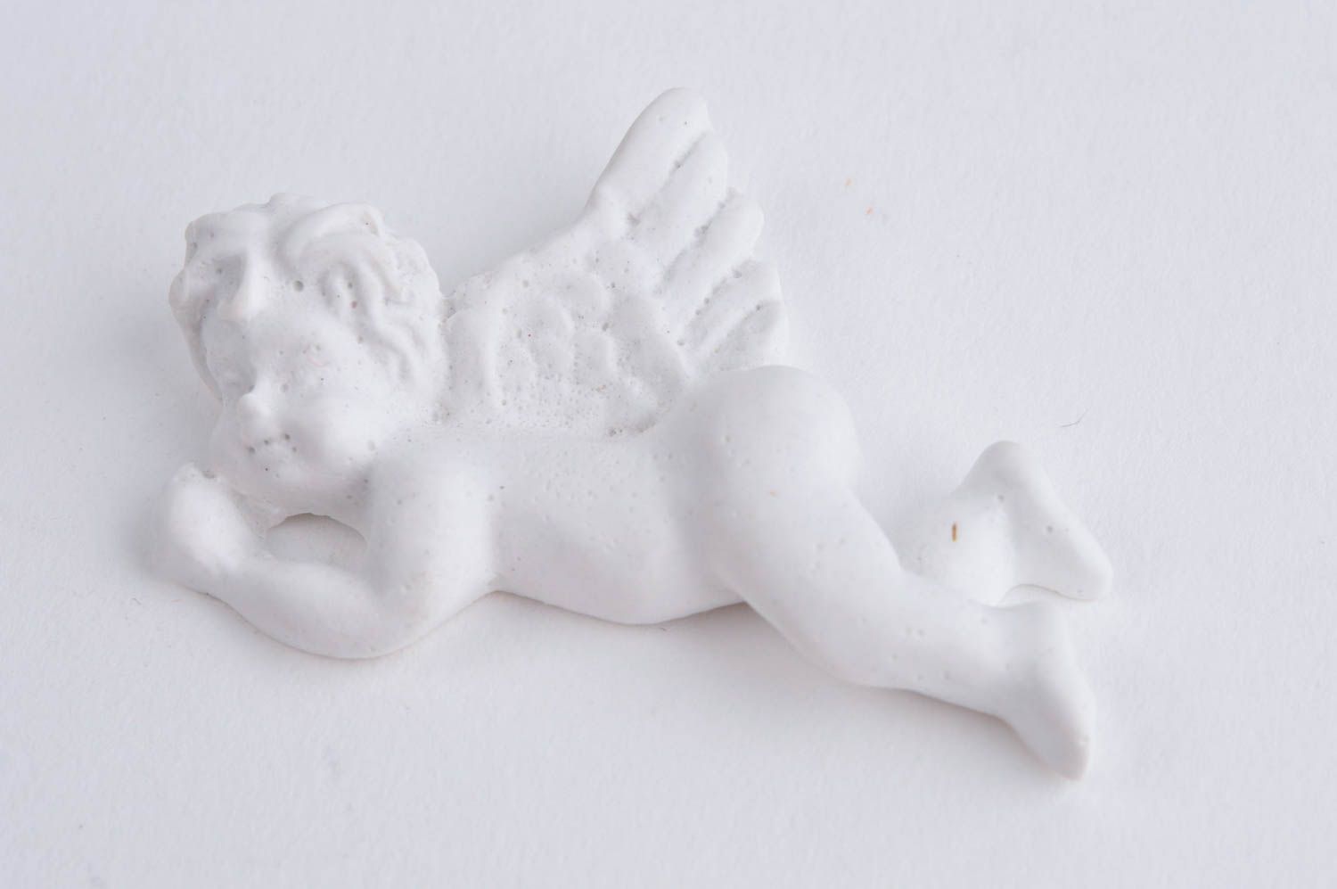 Handmade gypsum statuette stylish blank for creativity white angel decor photo 3