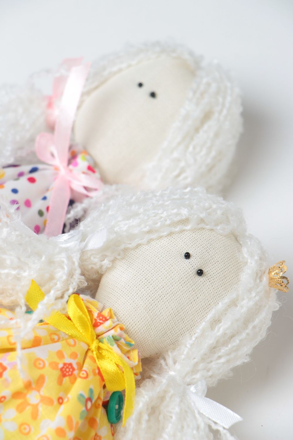 Poupées faites main en tissu ensemble de 2 jouets filles belles cadeau photo 3