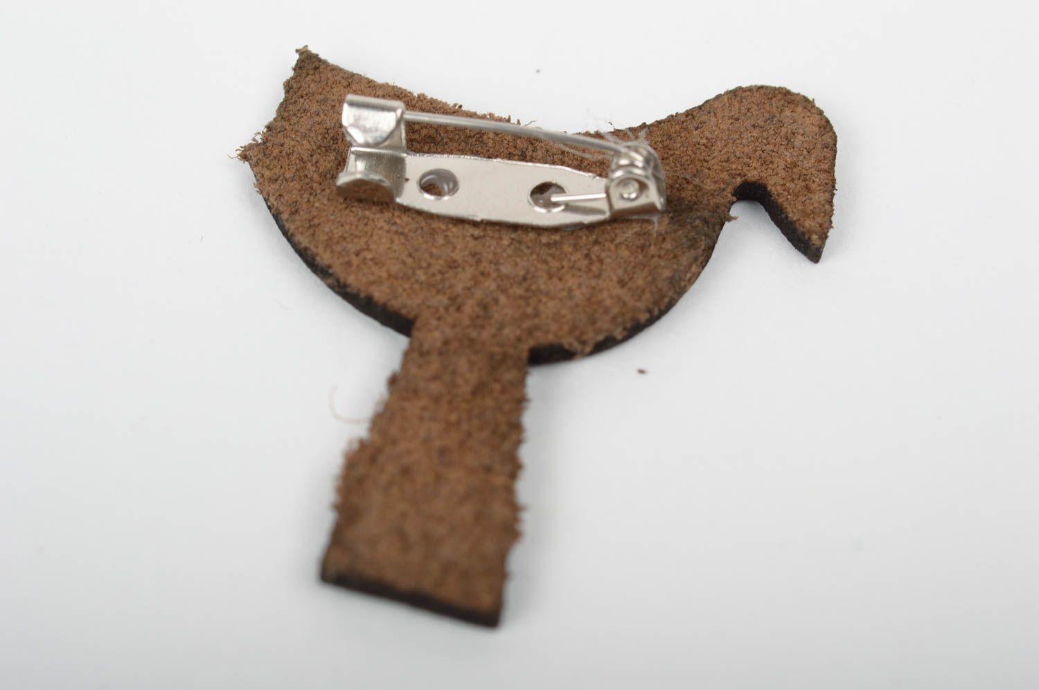 Broche hecho a mano de cuero accesorio de moda regalo original Pajarito foto 3