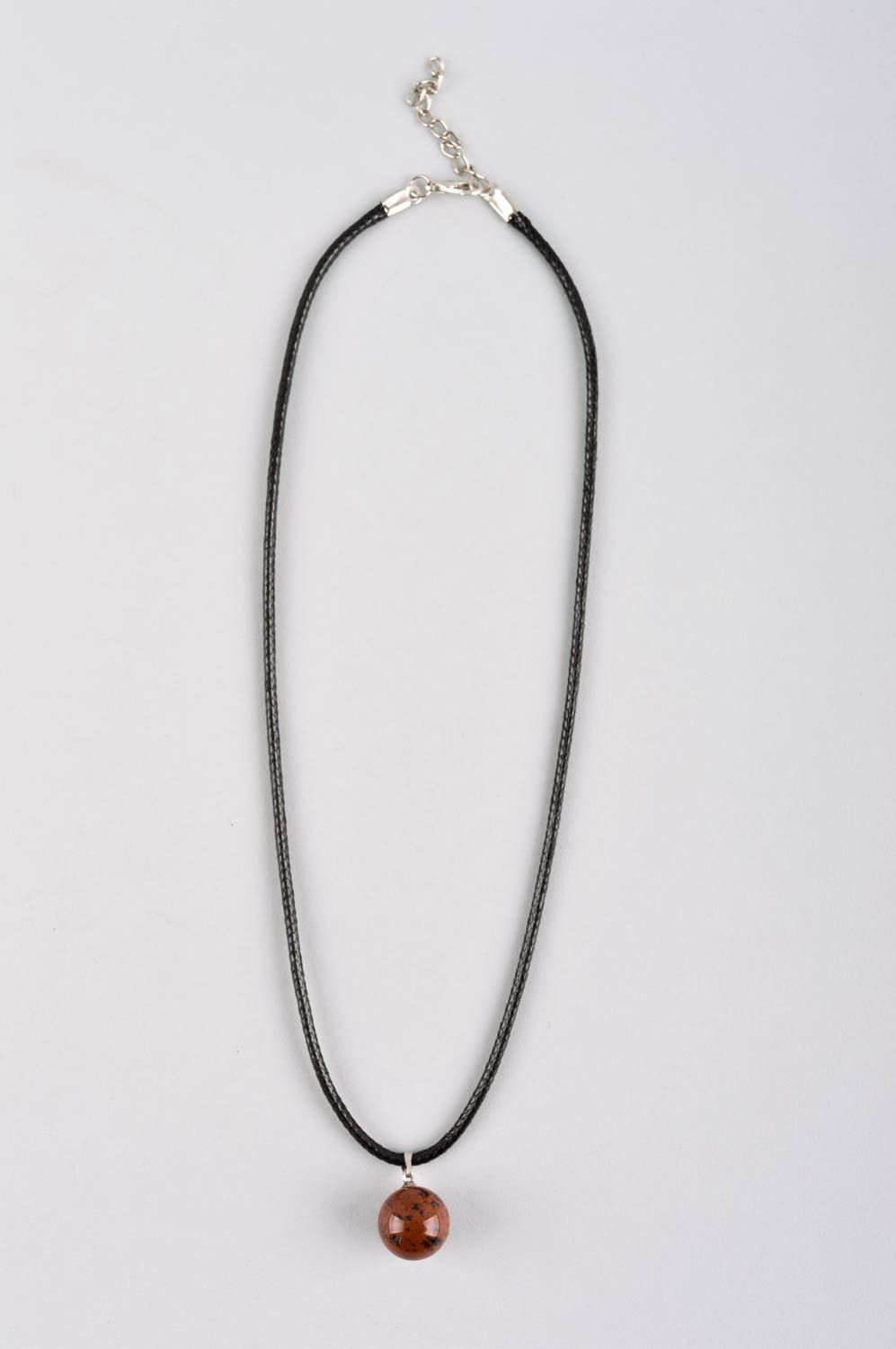 Handmade cord pendant with natural stone stylish jewelry handmade accessories  photo 5